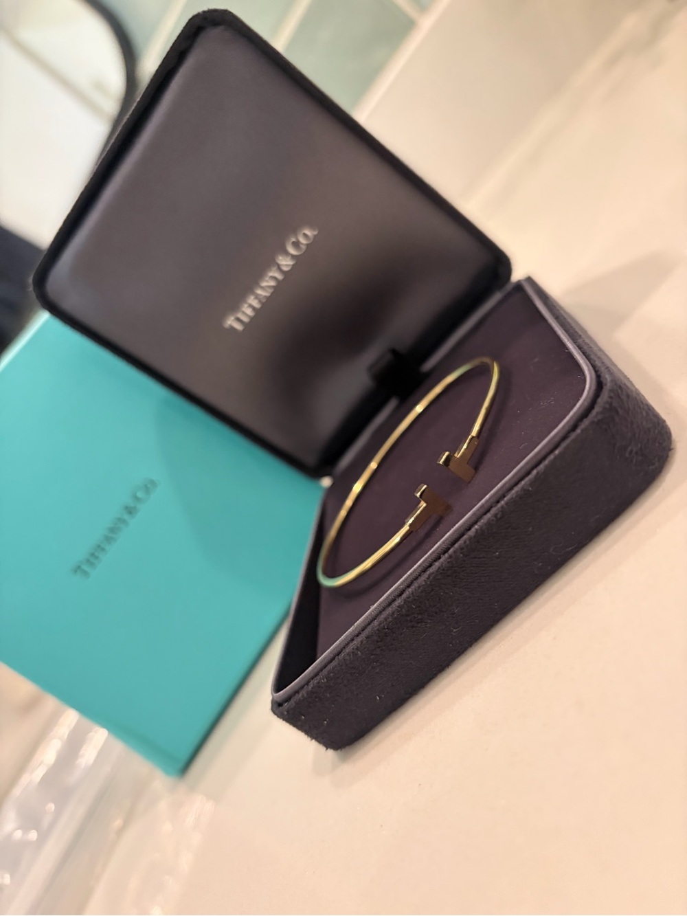 Tiffany & Co. Yellow Gold T Wire Cuff Bracelet (Medium) 18k Yellow Gold - Picture 2 of 9